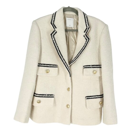 Sandro Noella Single-Breasted Woven Blazer Jacket - Picture 2 of 11